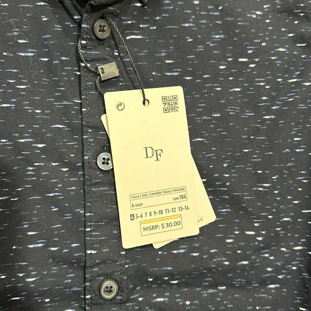 NWT Boys Denim & Flower Polo Button Up - Picture 6 of 7